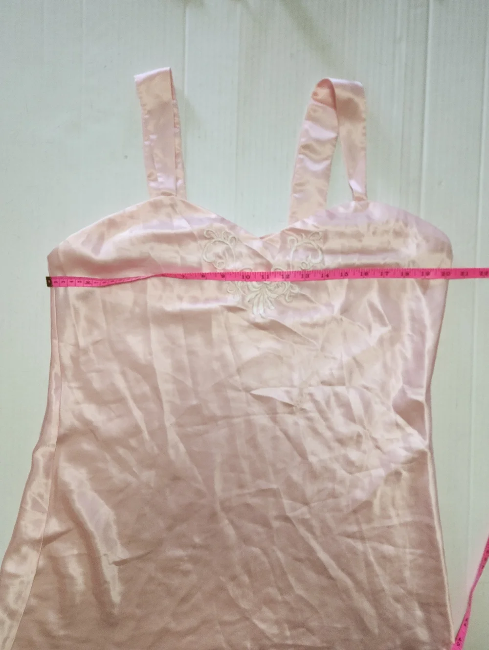 VINTAGE Women’s Pink Satin Slip Dress with Embroidered Bust - Picture 5 of 5